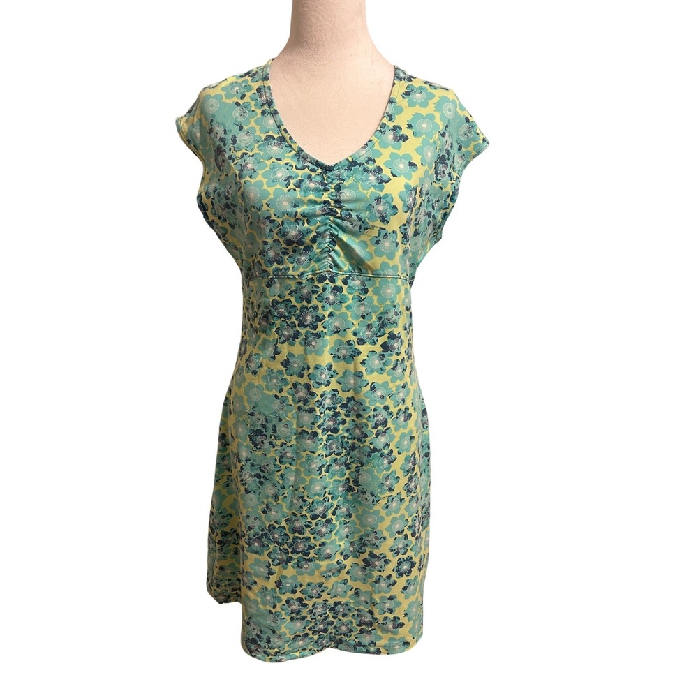 Title Nine Floral Diamante DressSize M Blue green zip‎ pocket athletic outdoors